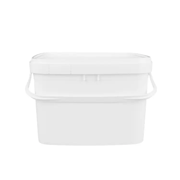 Square Plastic Pail with Lid for Paint and Chemical Packaging