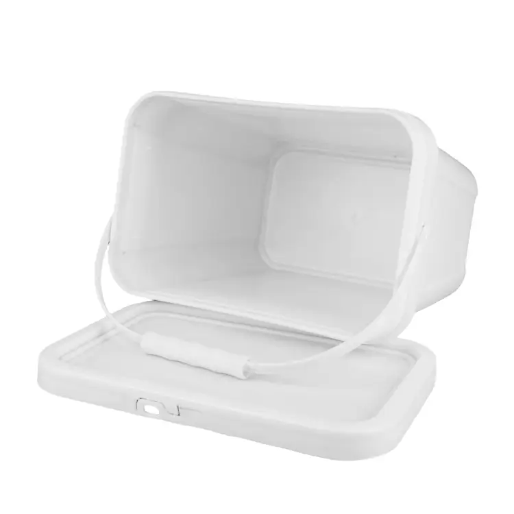 6L Rectangular Plastic Bucket with Lid for Industrial Packaging