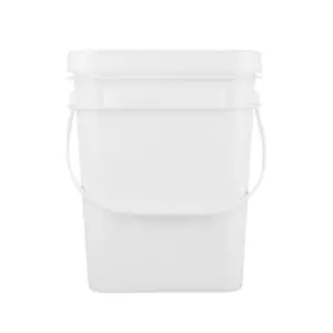 18L Square Plastic Bucket with Lid for Paint Packaging