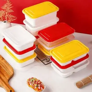 Eco-Friendly Rectangular Lunch Box Kraft Takeaway Food Container for Restaurant Packaging