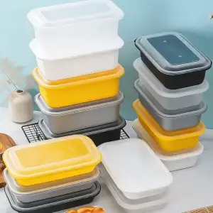 Rectangular Microwave Safe PP Takeaway Food Container for Hot Meals with Lock