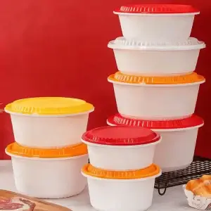 Leak Resistant Takeout Round Food Container for Rice and Noodles