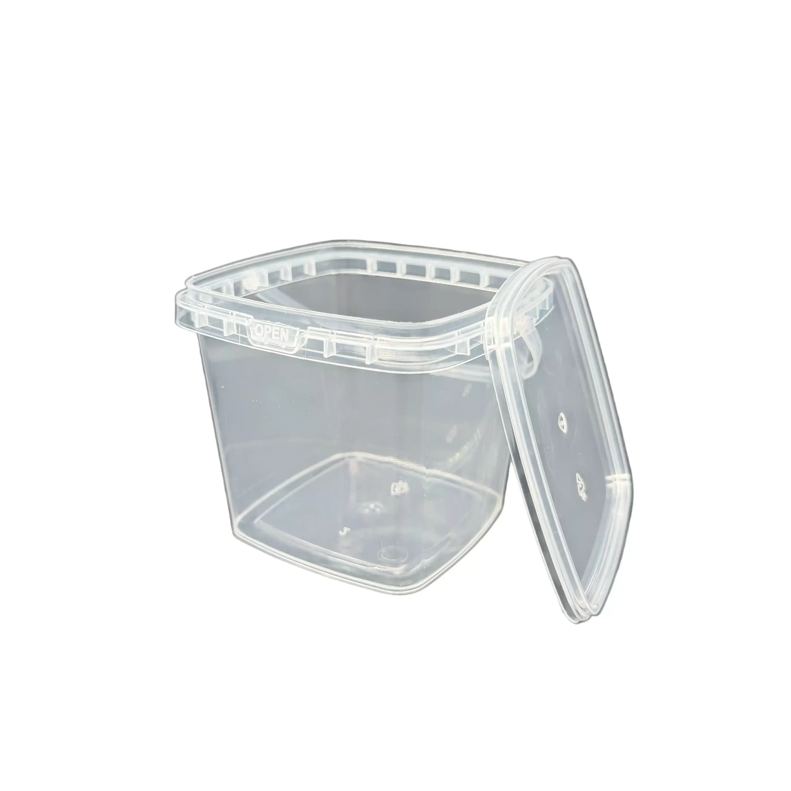 500ml Square Plastic Deli Container with Lid for Sauce, Sides and Snacks - Image 2