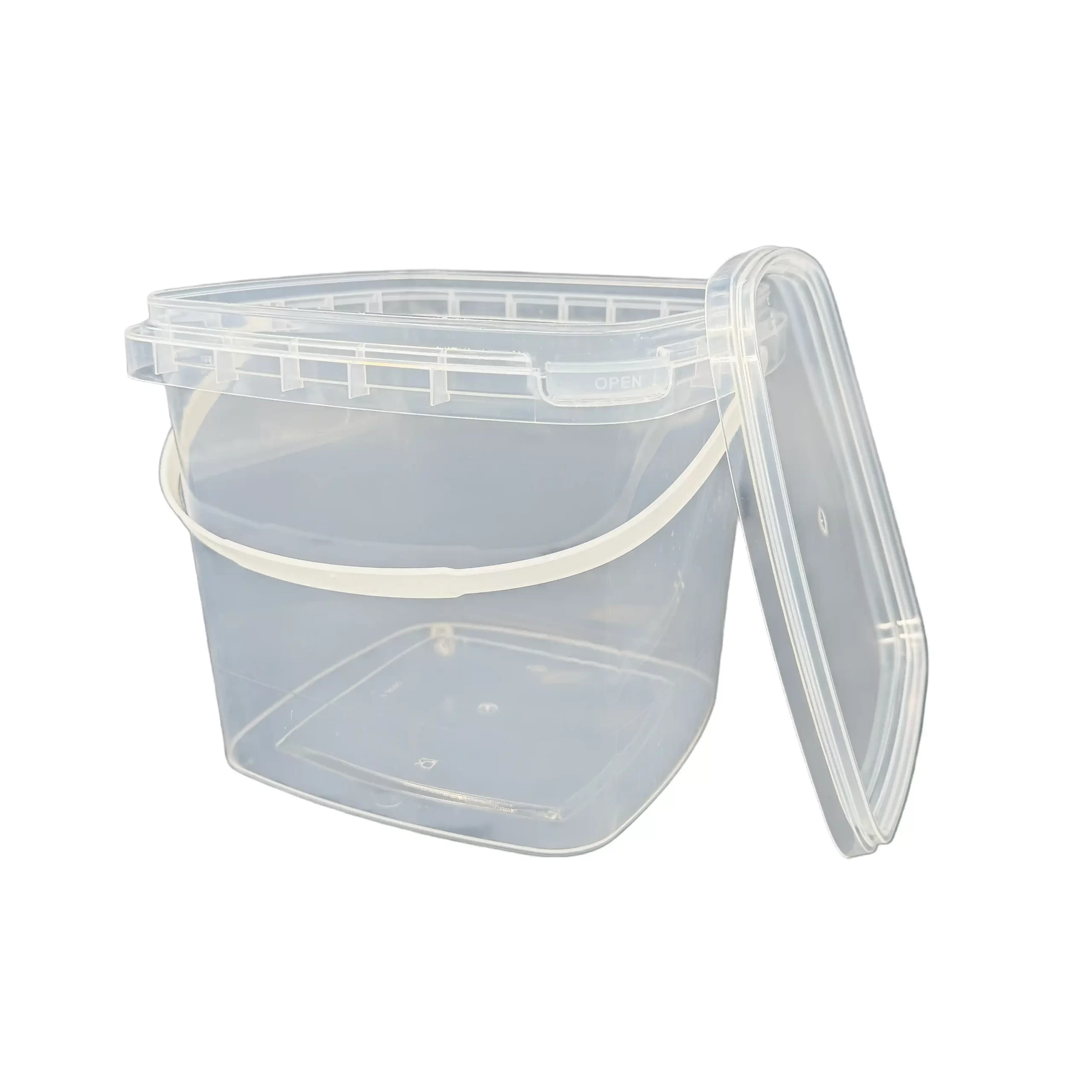 4L Clear Square Food Grade Plastic Container with Lid for Bakery and Food Packaging - Image 2