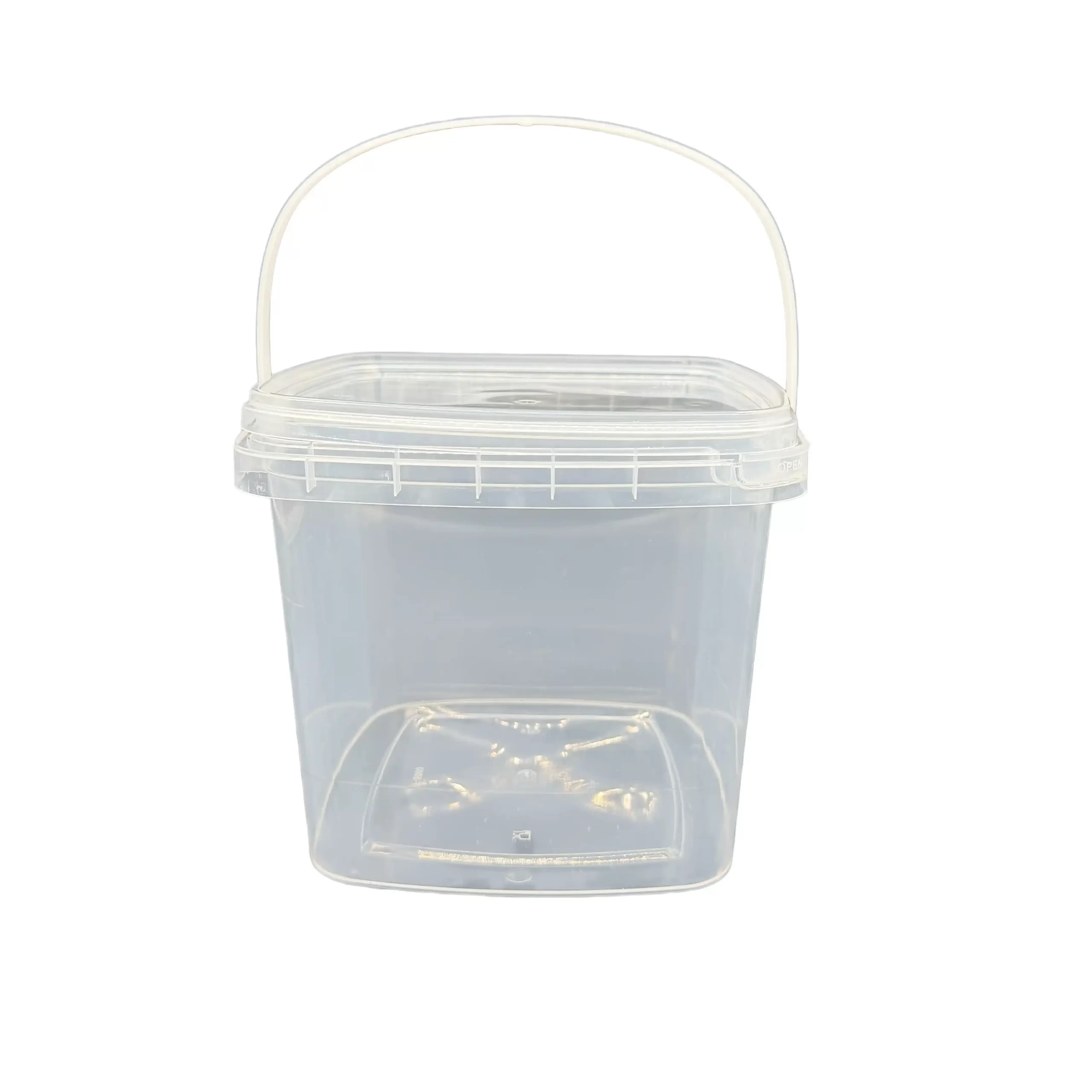 4L Clear Square Food Grade Plastic Container with Lid for Bakery and Food Packaging